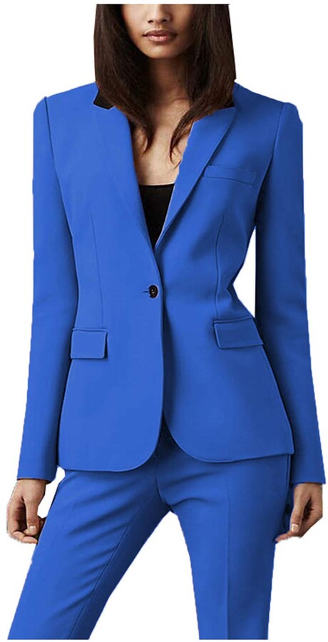 blue trouser suit