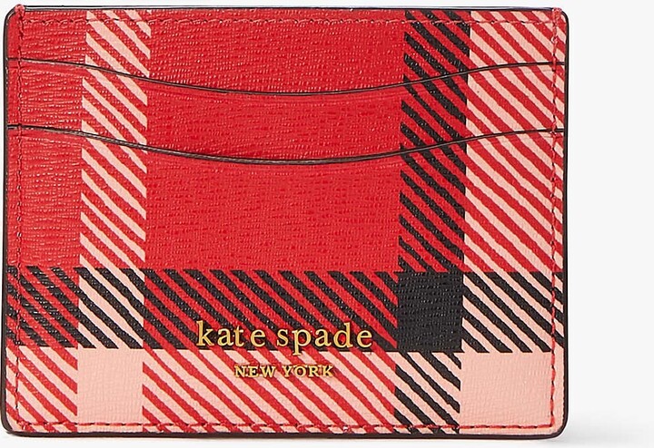kate spade new york hudson plaid-embossed leather wallet