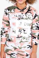 Thumbnail for your product : boohoo Girls Camo Slogan Tracksuit