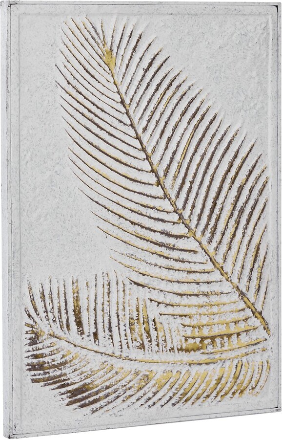 Peyton Lane Leaf Gold Metal Relief Palm Wall Decor With Gold Detailing