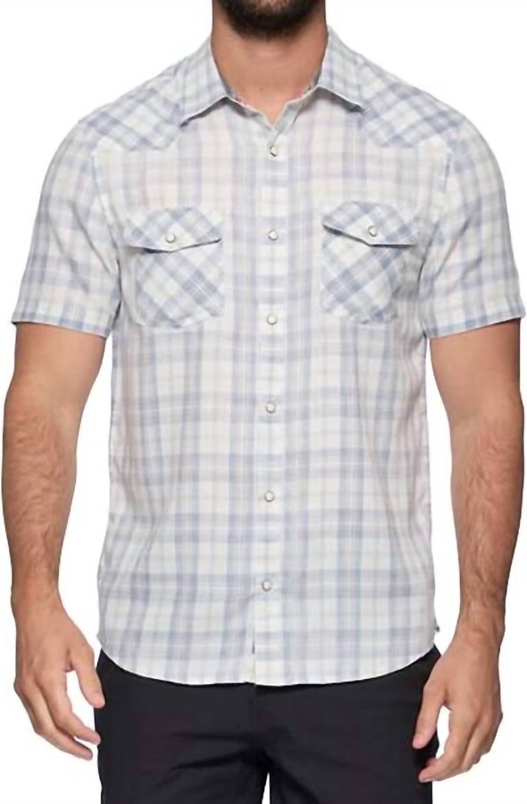 Flags & Anthem Powell Short Sleeved Shirt In Faded Blue/red