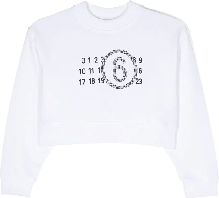 MM6 MAISON MARGIELA Kids Logo-Print Rhinestone-Embellished Sweatshirt