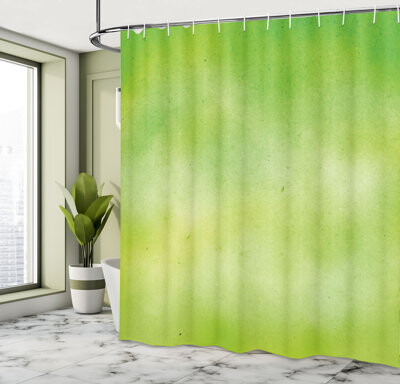 East Urban Home Lime Green Shower Curtain Faded Watercolors Apple Green