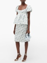 Thumbnail for your product : Brock Collection Floral-print Puff-sleeve Peplum Top - White Multi