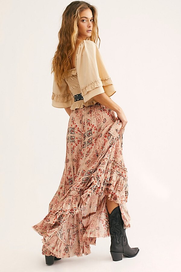 Fp One Cypress Printed Ruffle Skirt 