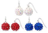 Thumbnail for your product : Carole Red, White & Blue Shamballa Drop 3-pr. Earring Set