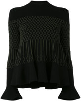 Fendi - frill-hem knitted top - women - Polyester/Viscose - 42