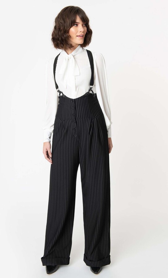 Unique Vintage Thelma High Waist Suspender Pants