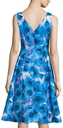 Carmen Marc Valvo Sleeveless Floral-Print Fit & Flare Dress
