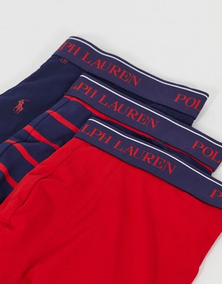 Polo Ralph Lauren 3 pack trunks in navy/stripe/red with logo waistband