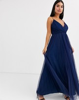 Thumbnail for your product : ASOS Petite DESIGN Petite cami pleated tulle maxi dress