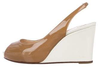 Christian Louboutin Patent Leather Slingback Wedges