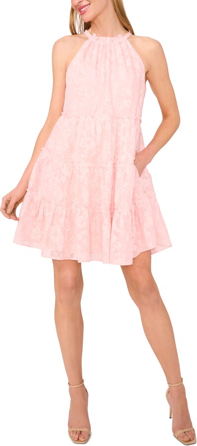 CeCe Floral Jacquard Tiered Minidress