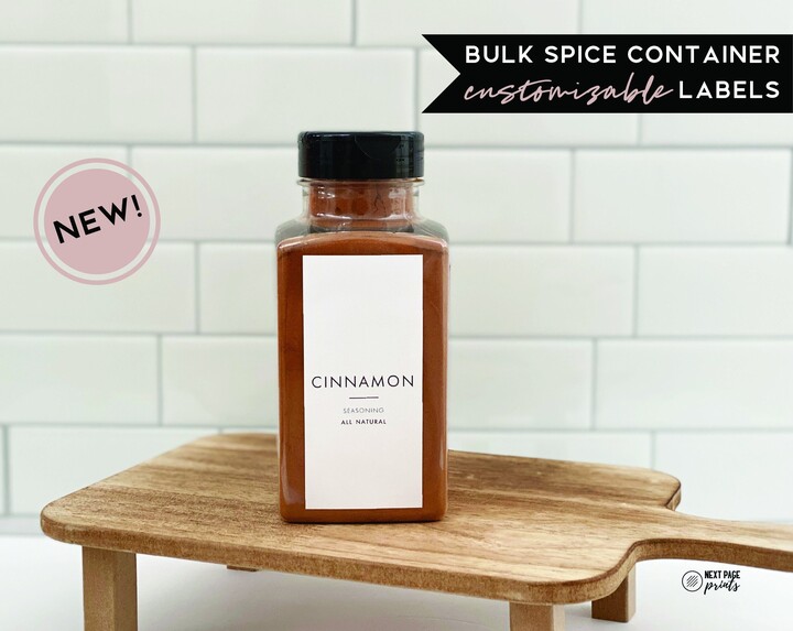 Modern Label For Large Bulk Spice Jar Container Customizable Restaurant Spices Costco Herb Chef Gift Home Pantry Organization