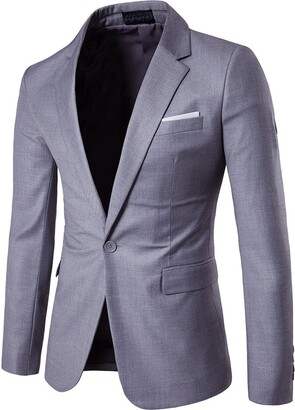 Allthemen Men's Casual Blazer Slim Fit Formal Business Suit Jackets One Button Single Breasted Sport Coat Tuxedo Daily Blazer Light Grey XXL