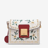 Bally Grimoire Small Beige, Women's embroidered leather shoulder bag in off-white