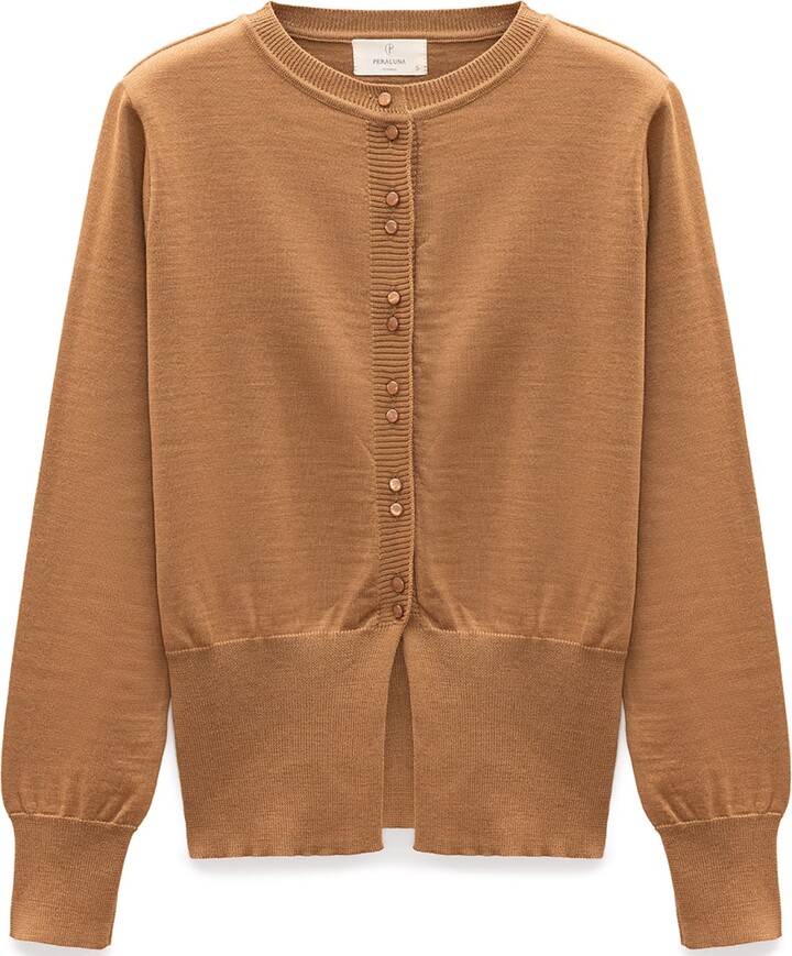 Peraluna Brown Ripley Steel Knit Cardigan In Camel