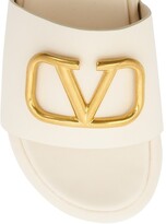 Thumbnail for your product : Valentino Garavani Leather Platform Logo Slides