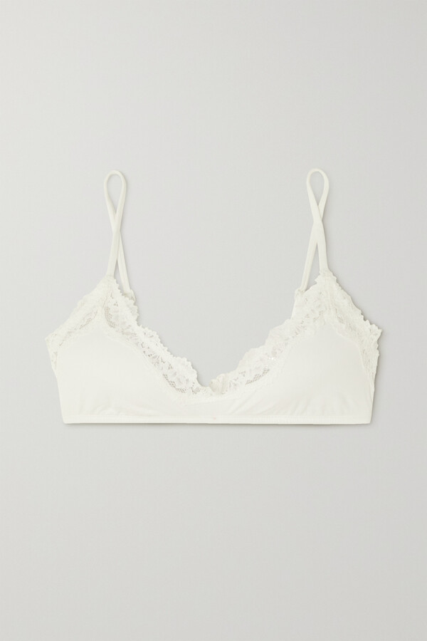SKIMS Fits Everybody Lace-trimmed Stretch Scoop Bralette - Marble -  ShopStyle Bras