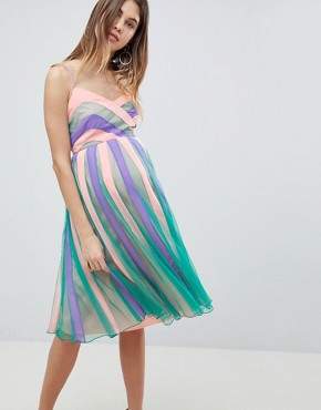 ASOS Maternity MATERNITY Colourblock Mesh Fit and Flare Midi Dress