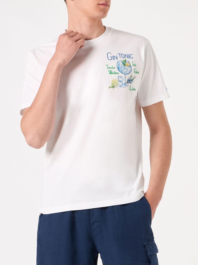 MC2 Saint Barth Man Cotton T-shirt With Gin Tonic Print - ShopStyle