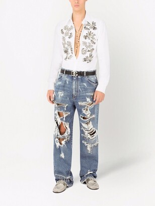 Dolce & Gabbana Ripped Mid-Rise Loose-Fit Jeans