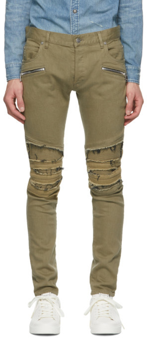 khaki balmain jeans