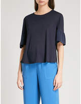St John Contrast-sleeve jersey and silk top