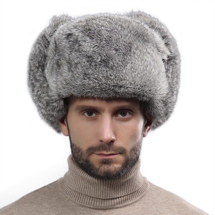 YJZQ Men's Faux Furry Bomber Hat Trapper Trooper Hat Russian Hat Winter