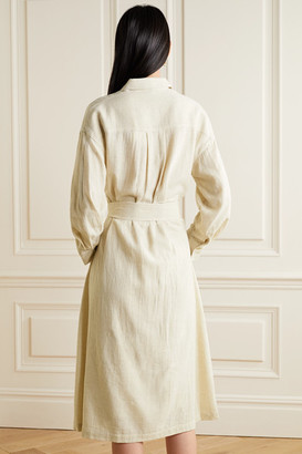 Vince Belted Cotton-blend Shirt Dress - Off-white