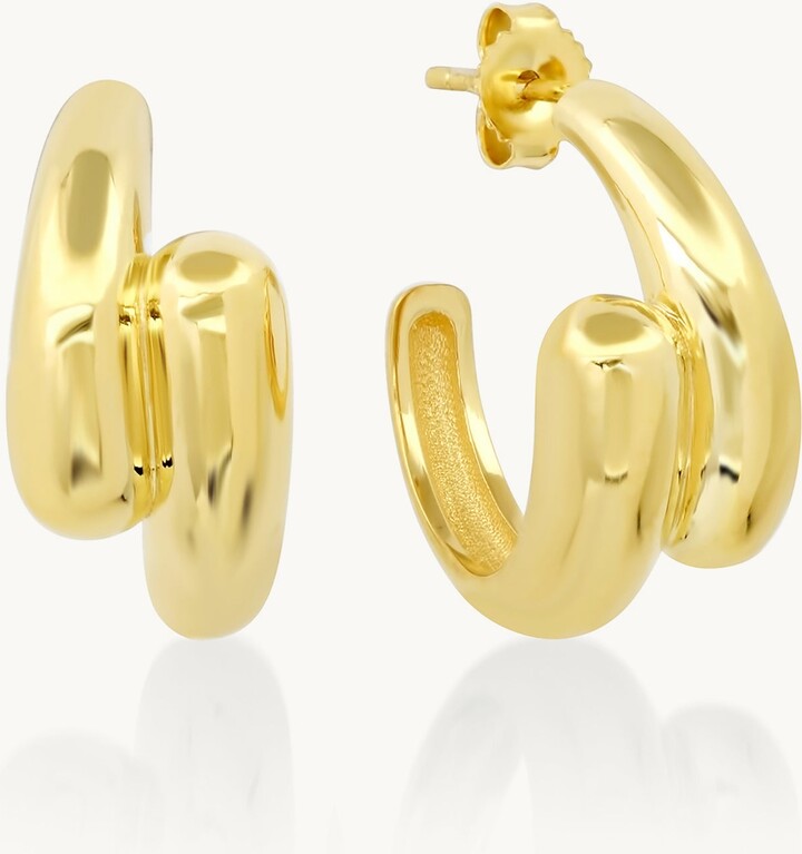 Jennifer Meyer Small Double Dome Hoops 18k Yellow Gold