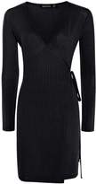 Thumbnail for your product : boohoo Cindy Ribbed Wrap Bodycon Dress