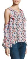 Thumbnail for your product : Tanya Taylor Corrine Floral Ikat Gauze Silk Cold-Shoulder Top