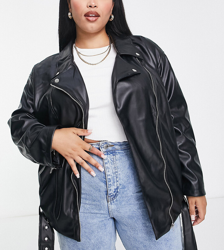 Oversized Faux Leather Jacket | ShopStyle