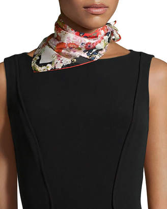 St. Piece Chloris Floral-Print Square Scarf, Red