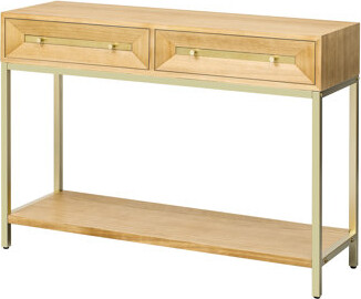 Mercer41 Living Room Console Table With Storage, Geometric Design Drawers Two Drawers, Entryway In For Home Use