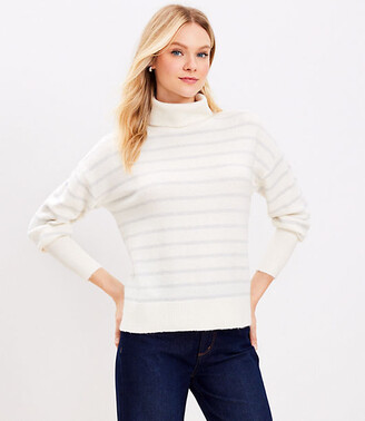 LOFT Petite Shimmer Stripe Turtleneck Sweater