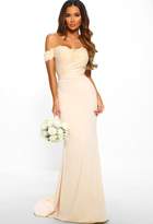 Thumbnail for your product : Pink Boutique Sweet Elegance Nude Lace Bardot Maxi Dress