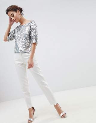 ASOS Design Oversized T-Shirt With All Over Disc Sequins