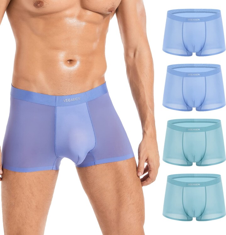Faringoto Mens Ice Silk Boxer Briefs Trunks with Pouch : :  Clothing, Shoes & Accessories