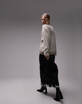 Thumbnail for your product : Topshop knitted plated boyfriend long line boucle cardigan in stone