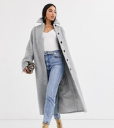 Thumbnail for your product : ASOS Tall DESIGN Tall collared button through coat in grey