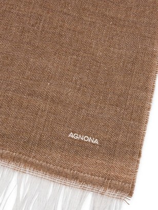 Agnona Extra-Fine Cashmere & Wool Contrast Fringe-Trim Scarf