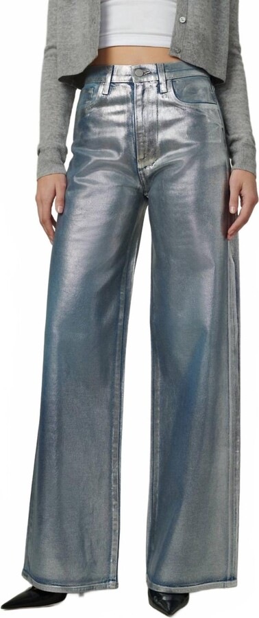Joe's Jeans Mia High Rise Wide Leg Jeans In Silver Foiled Indigo