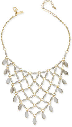 INC International Concepts Gold-Tone White Beaded Net Statement Necklace, Created for Macy's