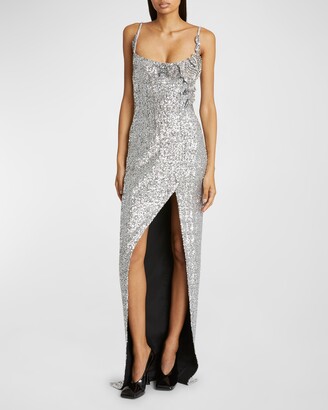 Balmain Glittered Ruched Dress - Farfetch