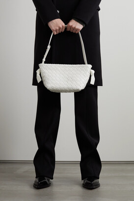 Bottega Veneta Tie Intrecciato Leather Shoulder Bag - White