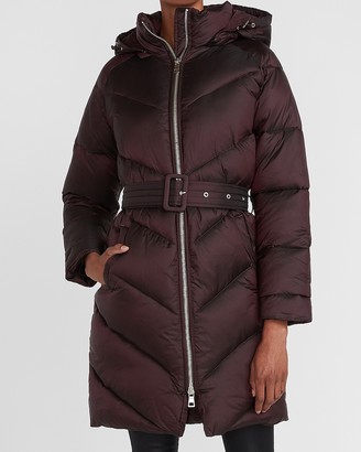 express long belted puffer jacket