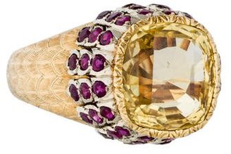 Buccellati 18K Yellow Sapphire & Ruby Cocktail Ring
