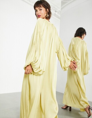 ASOS EDITION oversized maxi dress with blouson sleeve in olive